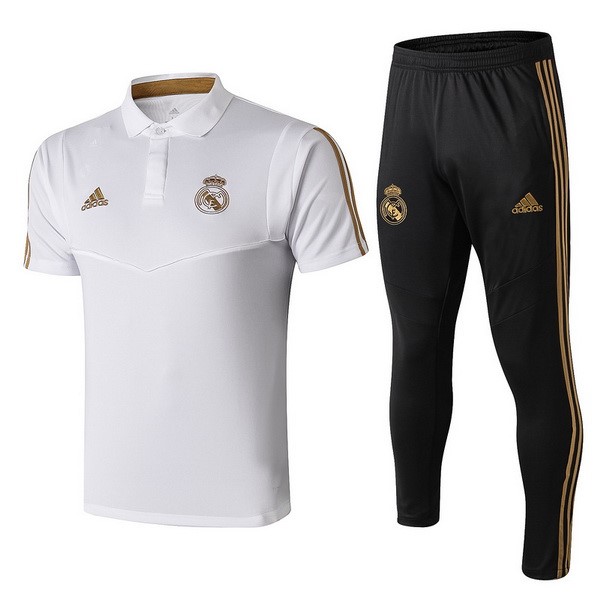 Polo Real Madrid Conjunto Completo 2019-2020 Negro Blanco